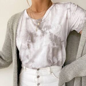 Lulus Pure Relaxation Grey Tie-dye Short Sleeve Tee - Size M